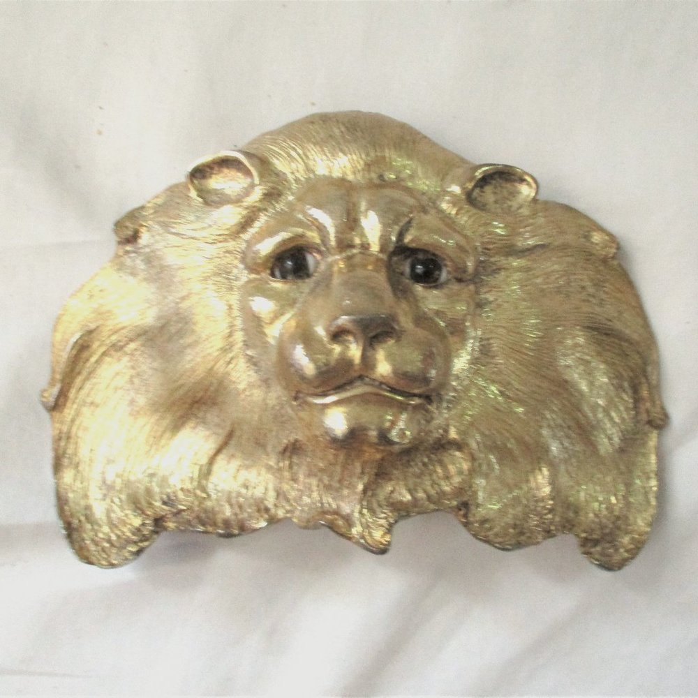 SIGNED Vintage 1984 CHRISTOPHER ROSS LION BELT BUCKLE w EYES!